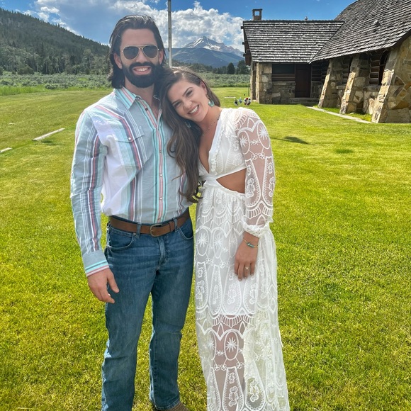 White Cut out Lace Bubble Sleeve Maxi Dress - Picture 11 of 11